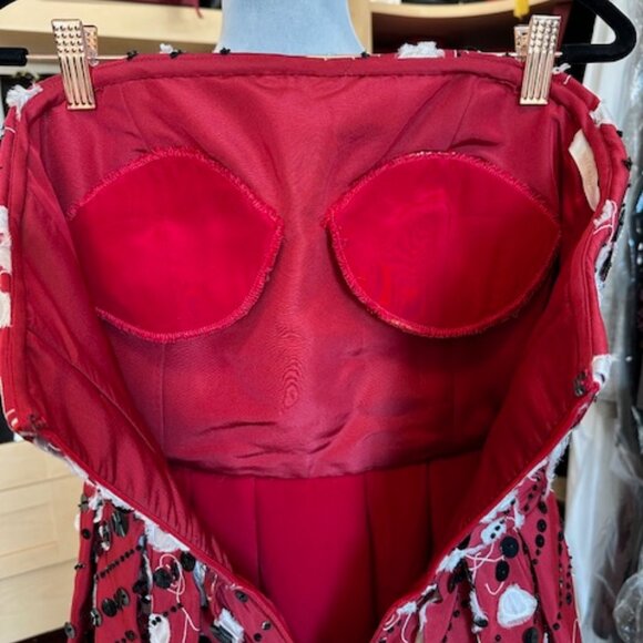 NAEEM KHAN PRINTED SIZE XXS LONG STRAPLESS DRESS - Picture 7 of 9